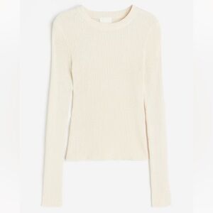 H&M Cream Rib-knit Top